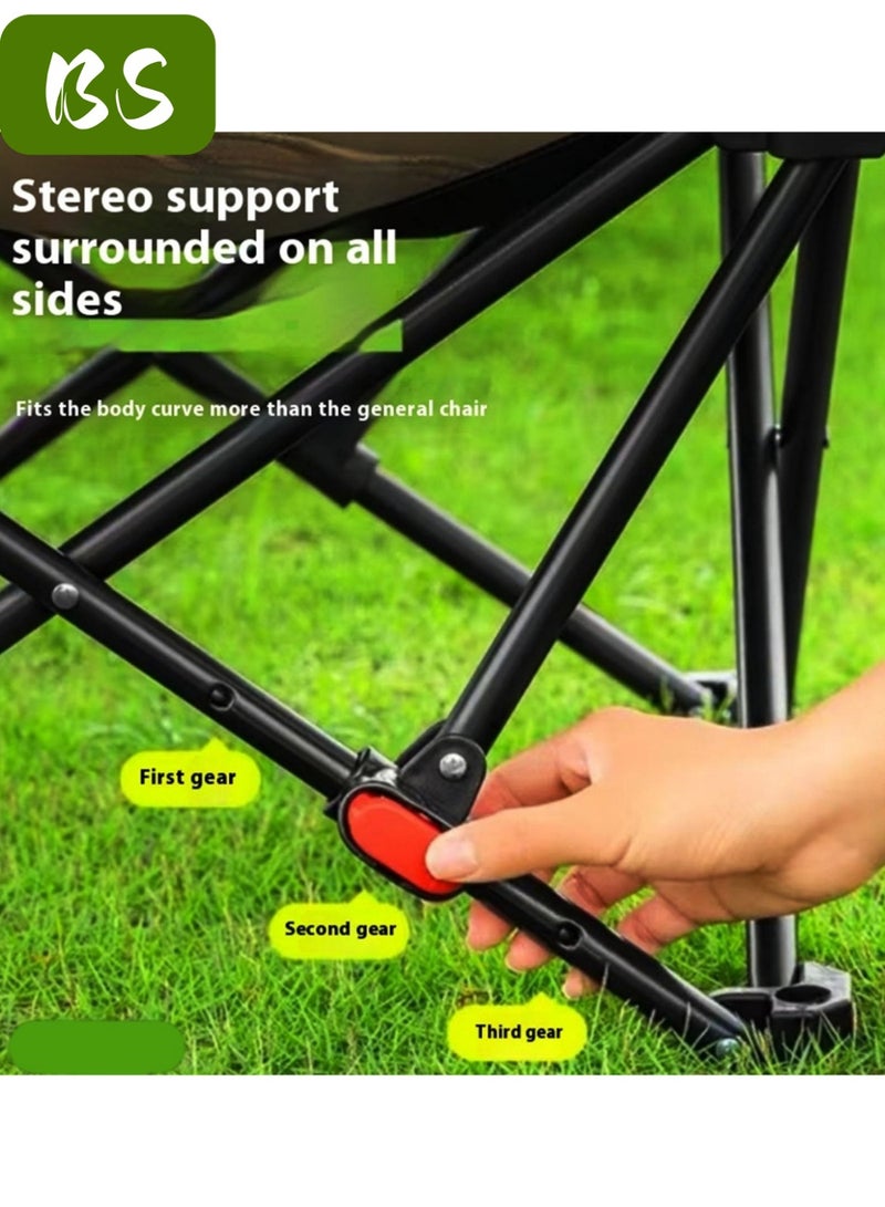 BS Outdoor portable camping chair | reclining chair | three-position adjustable angle | lightweight folding camping chair, 200 kg load capacity, high-back padded beach chair with armrests and portable carrying case, suitable for camping, traveling, hiking and beach activities. - Image 5