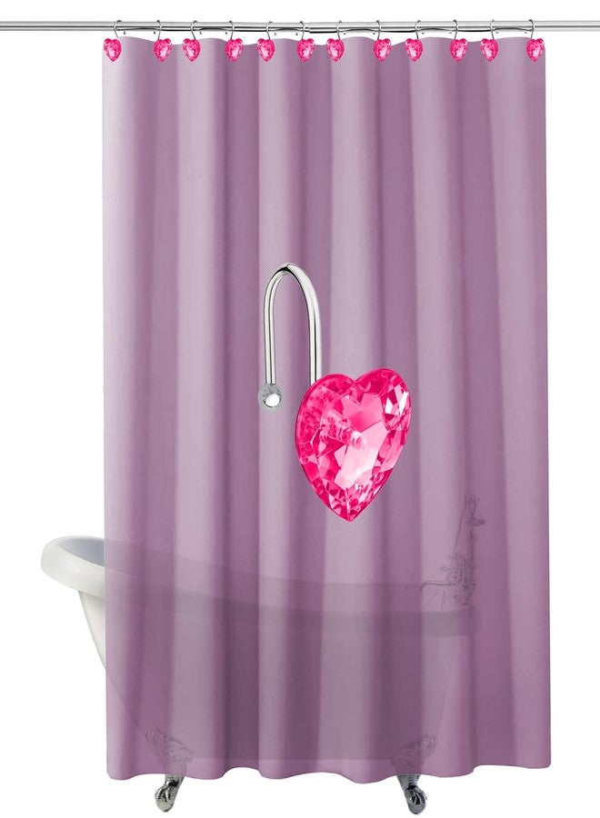 Yapicoco Shower Curtain Hooks Rings for Bathroom, 12PCS Heart Stainless Steel Rust Resistant Decorative Rhinestones Shower Curtain Rings Hangers for Shower Curtains (Single Hook Hot Pink) - Image 5