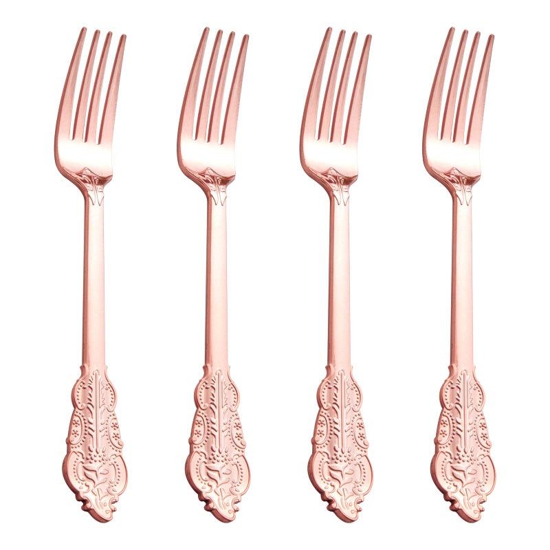 Ciaell 200PCS Rose gold Plastic Forks  Heavy Duty Plastic Forks  748 Inch Heavyweight Rose gold Forks  Disposable rose gold Dessert Forks Perfect for Parties  Weddings  Restaurants