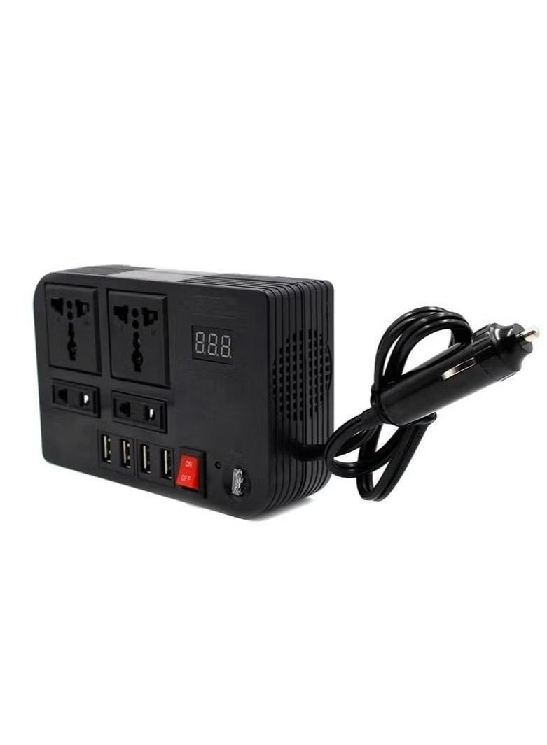 300W Car Inverter Inversor DC 12V To AC 220V Car Lighter Power Adapter Converter Splitter 4 USB Charger Fast Charging  - Image 1