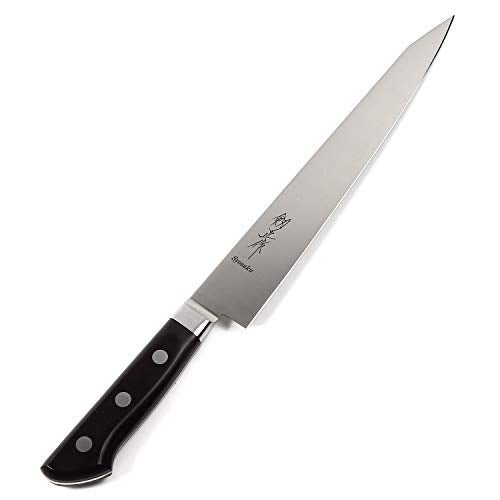 Syosaku Japanese Sujihiki Knife INOX AUS-8A Stainless Steel Black Pakkawood Handle, Slicer 9.5-inch (240mm) - Image 1