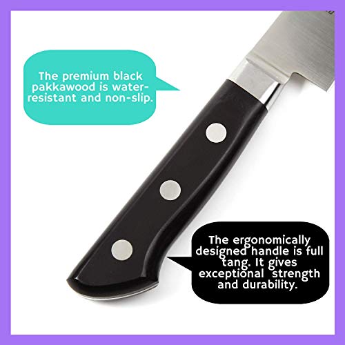 Syosaku Japanese Sujihiki Knife INOX AUS-8A Stainless Steel Black Pakkawood Handle, Slicer 9.5-inch (240mm) - Image 5