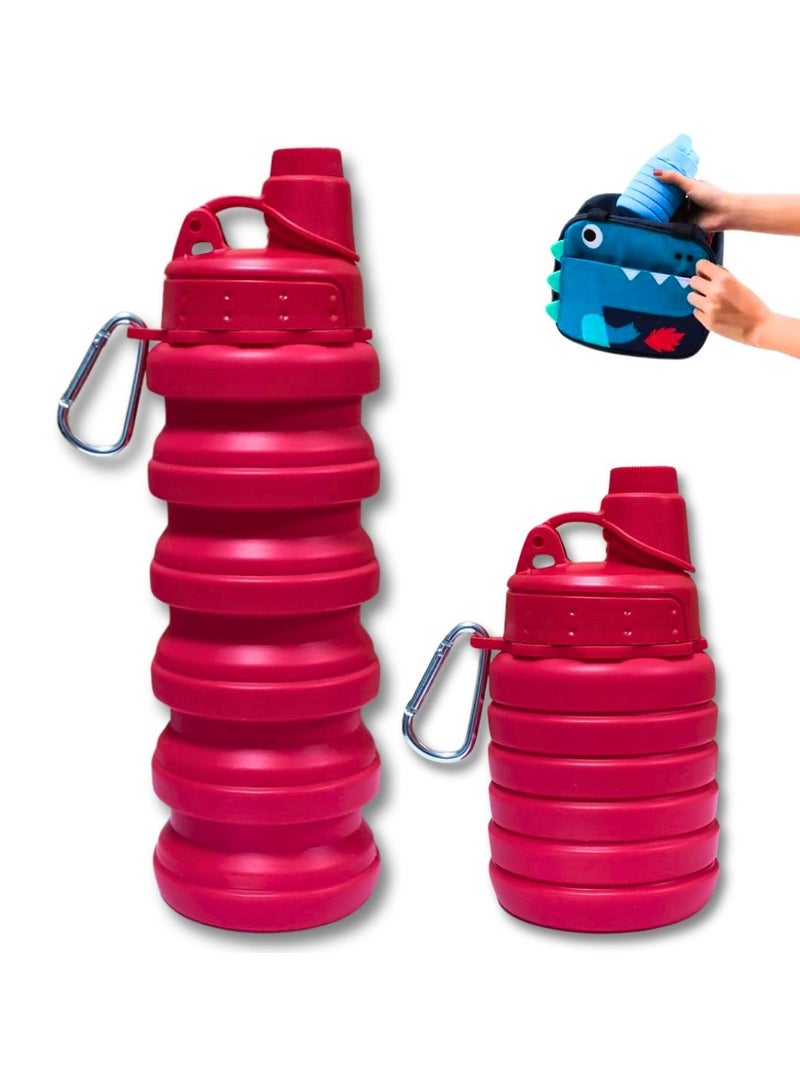 اي ار تي سي زجاجة مياه قابلة للطي من السيليكون من ARTC للرياضة وقابلة لإعادة الاستخدام ومضادة للتسرب وقابلة للطي والفصل وخالية من مادة BPA مع حلقة تسلق للمشي لمسافات طويلة وركوب الدراجات والسفر والمدرسة، لون واحد - Image 1