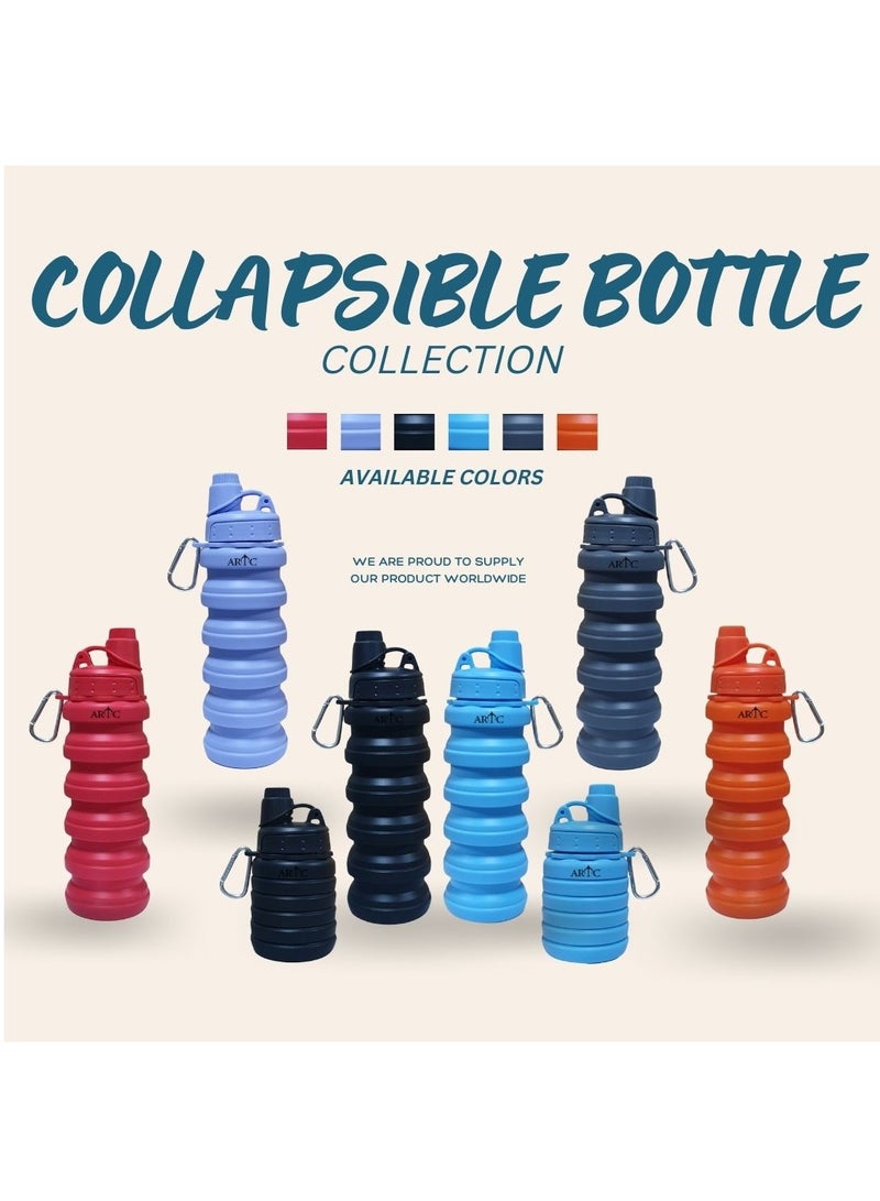 اي ار تي سي زجاجة مياه قابلة للطي من السيليكون من ARTC للرياضة وقابلة لإعادة الاستخدام ومضادة للتسرب وقابلة للطي والفصل وخالية من مادة BPA مع حلقة تسلق للمشي لمسافات طويلة وركوب الدراجات والسفر والمدرسة، لون واحد - Image 3