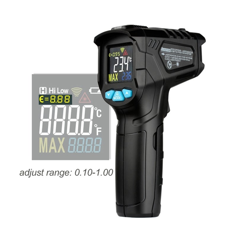 -50~380 درجة مئوية مقياس حرارة اشعة تحت الحمراء رقمي صناعي محمول LCD مقياس حرارة إشعاعي غير متصل مقياس حرارة ودشارة حرارية صناعي - Image 4