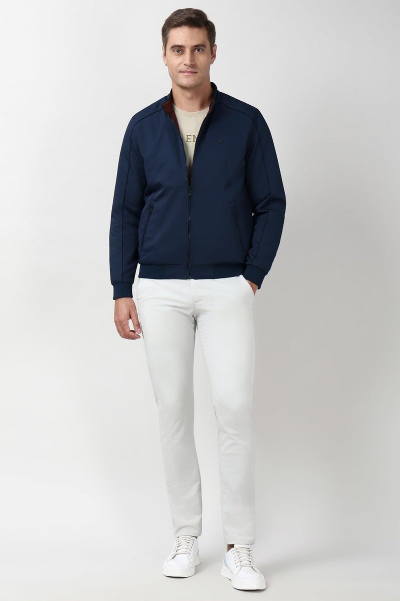 Peter England Men Navy Solid Casual Jacket - Image 5