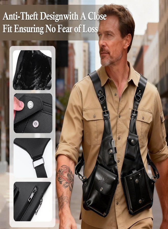 Colaxi Adjustable PU Leather Shoulder Holster Bag, Men Anti-Theft Underarm Strap Wallet Pocket, Phone Shoulder Holster Bag - Image 5