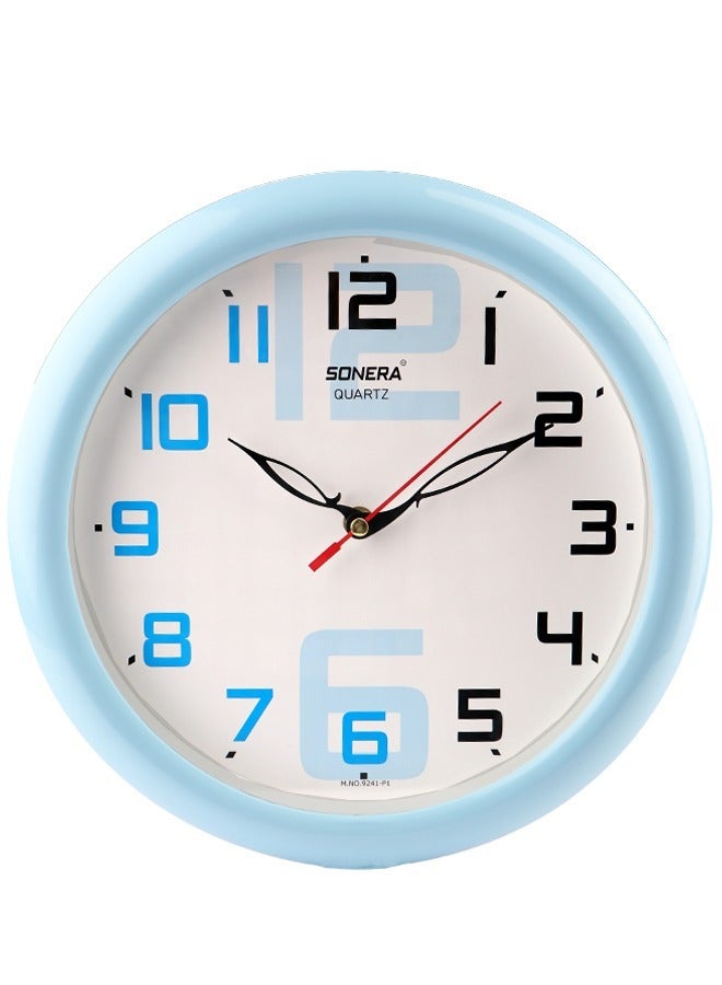 Sonera Wall Clock 9241-Analog-Quartz -Baby Blue Frame-White Dial With Sky Blue Numbers - Image 1