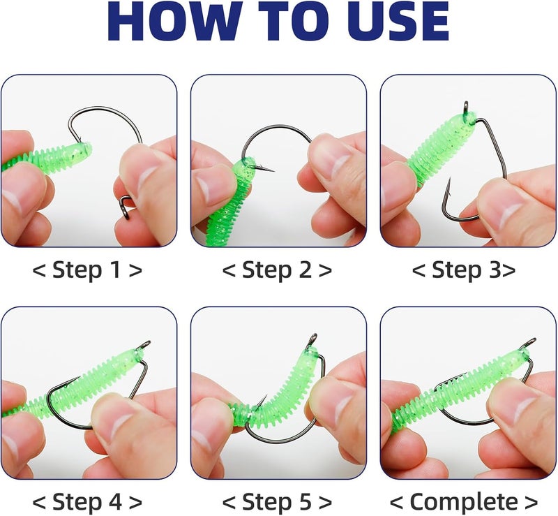 UCEC Fishing Hooks, 140PCS/ 100PCS/ 60PCS EWG Offset Worm Hooks Bass Hooks Wide Gap 2X Strong Senko Bait Texas Rig Jig Fish Hooks for Bass Trout Saltwater Freshwater Size:#4#2#1 1/0 2/0 3/0 4/0 5/0 - Image 5