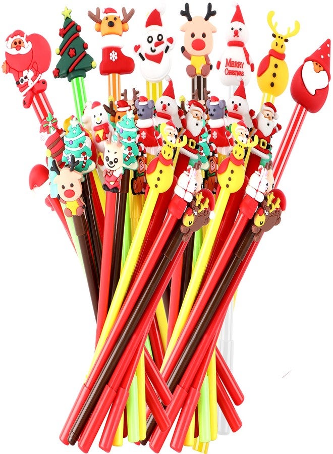 SANNIX 50 Pcs Christmas Pens for Kids, Cartoon Gel Ink with Black Ink for Students Teacher School Supplies Cute Holiday Pens Christmas Party Favors (20 Styles) - Image 1