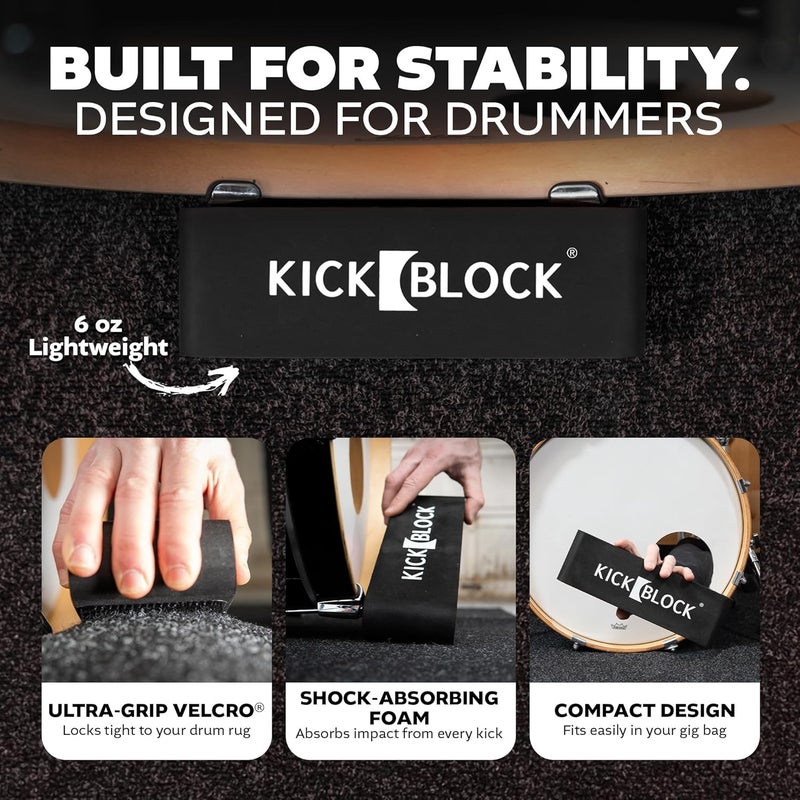 KickBlock Bass Drum Anchor – World's Best Drum Stopper for Creep and Slide Prevention – Ultra-Grip Technology – Lightweight and Portable Accessory – Stage Black - Image 3