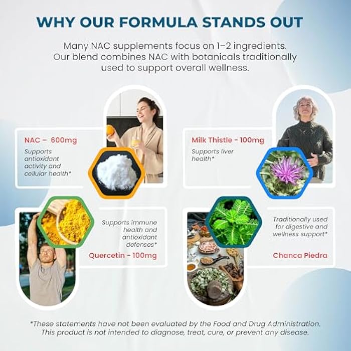 ULTRA HERBS مكمل NAC N-Acetyl Cysteine مدعوم بخلاصة الشوك المقدس وكيرسيتين - دعم المناعة وصحة الجهاز التنفسي وتنظيف الكبد | 150 كبسولة - Image 5