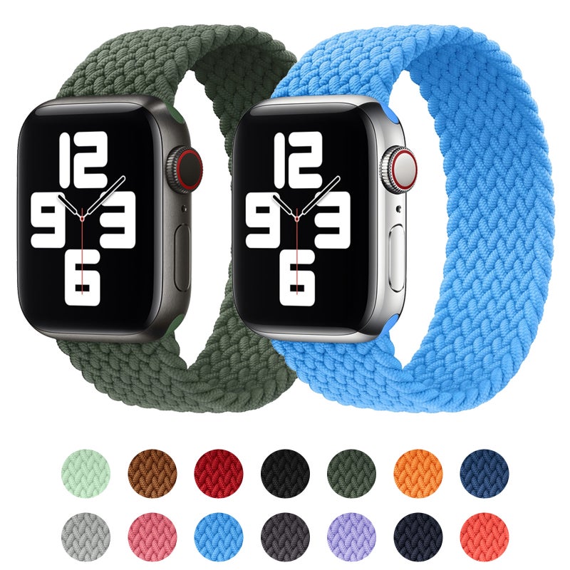 Metal Head Braided Nylon Solid Color Watch Band For Apple Watch Ultra 49mm&Watch Ultra 2 49mm / Series 9&8&7 45mm / SE 3&SE 2&6&SE&5&4 44mm / 3&2&1 42mm, Size:XS 135mm(Dark Olive Green)