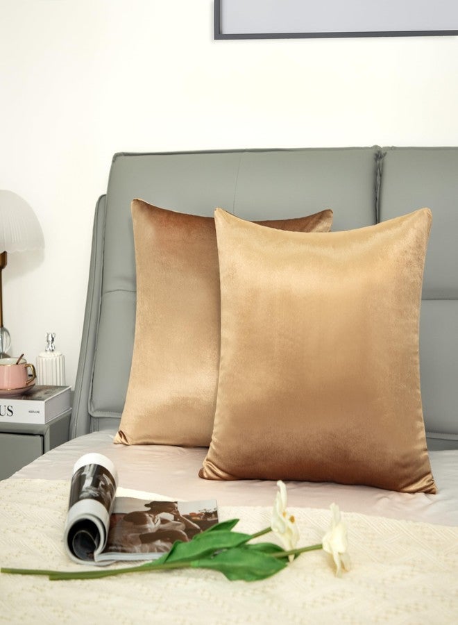 Counfeisly 2 Pack Gold Velvet Pillow Covers, 24x24 Inches Decorative Cushion Covers for Couch Sofa Bed, Super Soft and Cozy Luxury, Zippered Design - Image 4
