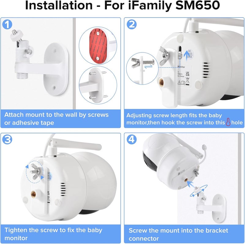 wochel Adhesive Baby Monitor Mount for iFamily SM650SM653SM43E Sturdy and Stable Baby Camera Stand with Adjustable Angle for iFamily Baby Monitor - Image 5