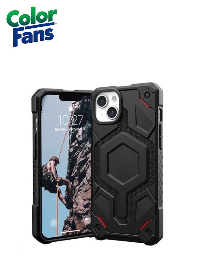 Color Fans Monarch Pro Kevlar MagFit iPhone 14 Plus Case Rugged Protective Cover Black - Image 1