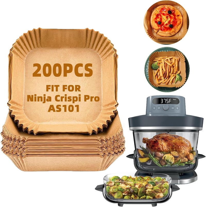 ليهولكير 200 قطعة من بطانات القلاية الهوائية القابلة للاستخدام مرة واحدة، ورق زبدة لـ Ninja Crispi Air Fryer FN101GY/ST/SG، مقاس 16x24 بوصة، 200 ورقة - Image 1