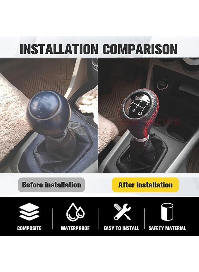 مقبض ناقل الحركة من جلد PU الأسود لسيارات السباب JDM، لسيارات 5 و6 سرعات يدوية، مانع للانزلاق - Image 4