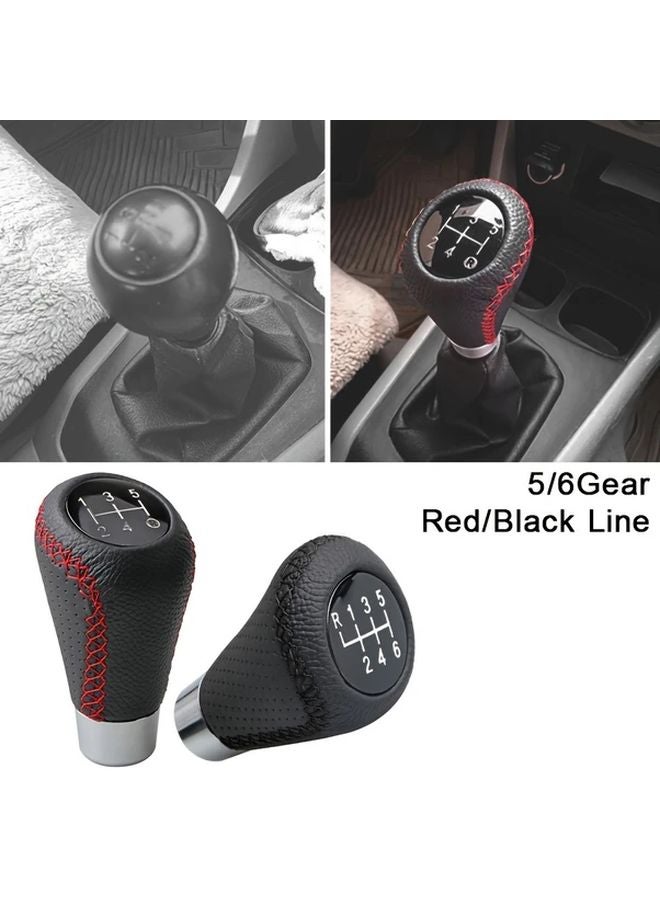 مقبض ناقل الحركة من جلد PU الأسود لسيارات السباب JDM، لسيارات 5 و6 سرعات يدوية، مانع للانزلاق - Image 1