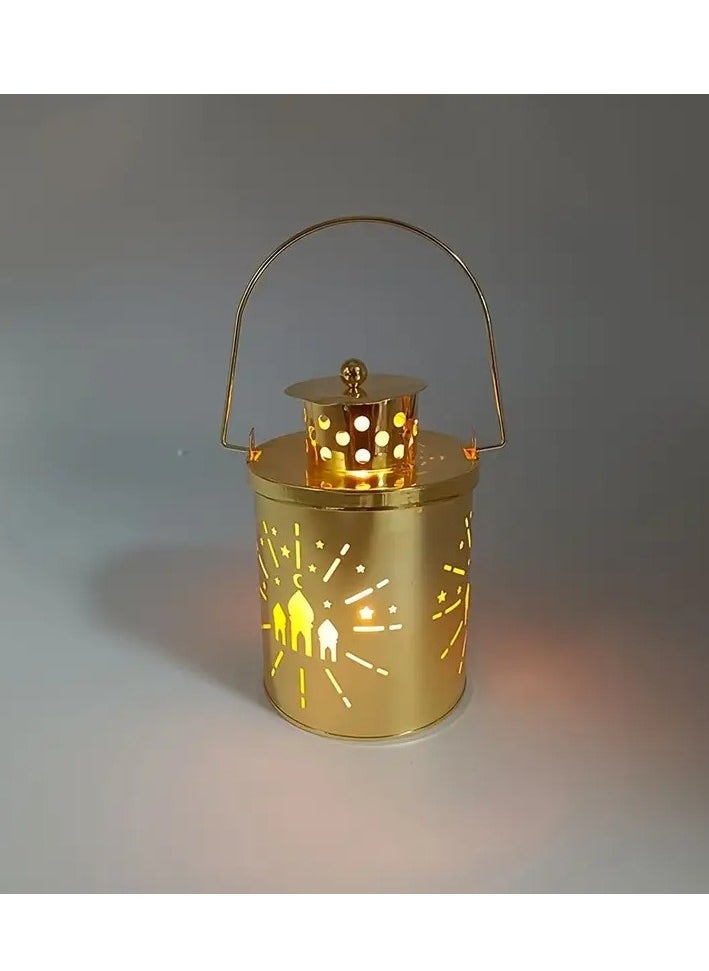 Home Care 1pc Elegant Golden LED Lantern with Intricate Hollow-Out Design - Battery-Operated, No Battery Included - Perfect for Ramadan, Eid al-Fitr, New Year, Weddings, Birthdays, Graduations & Parties Decor 8X12.6 cm Assorted Color  - Image 2