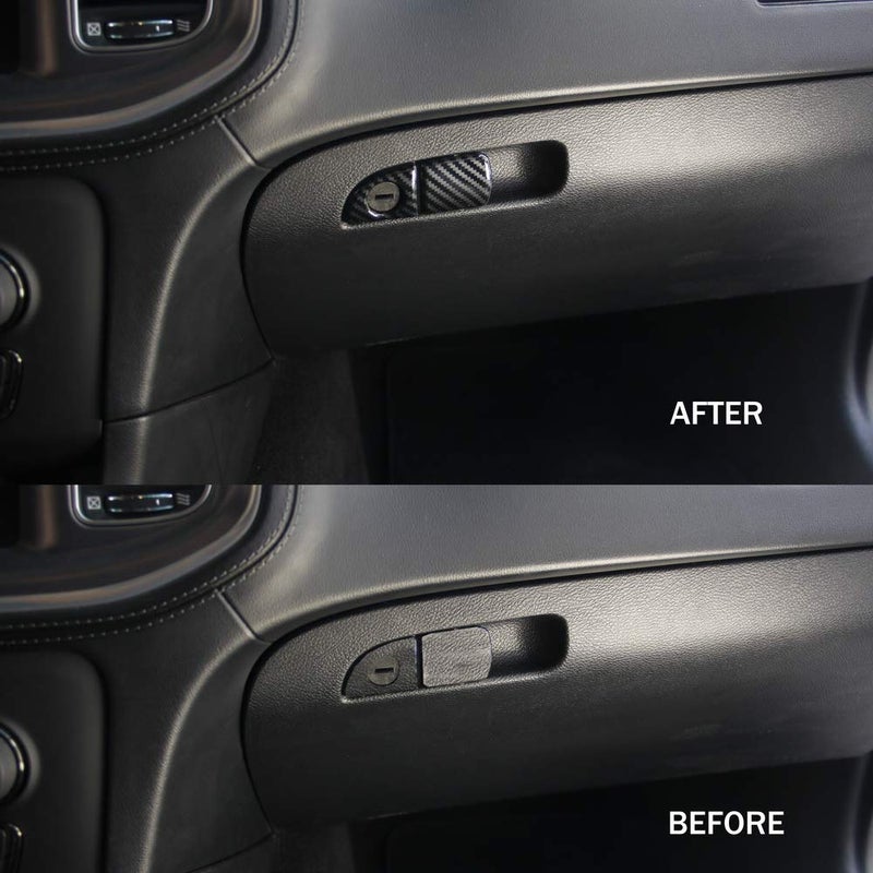 crosselec Carbon Fiber Glove Box Handle Switch Cover Trim for Dodge Charger 2011+ - Image 2