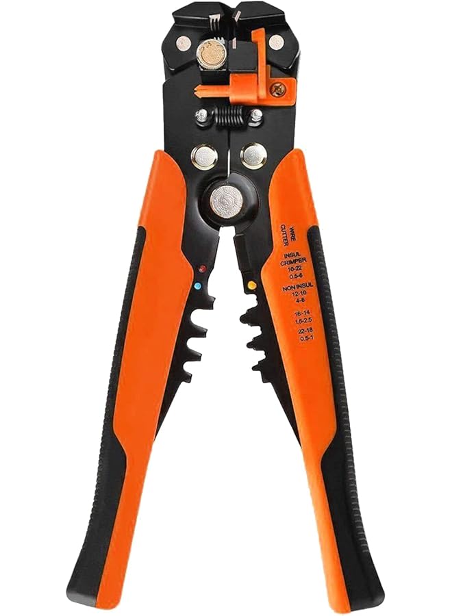promass Wire Stripper & Cutter, 5 in 1 Self-Adjusting Automatic Strippong Cutting Crimper Pliers Tool - Orange - Image 1
