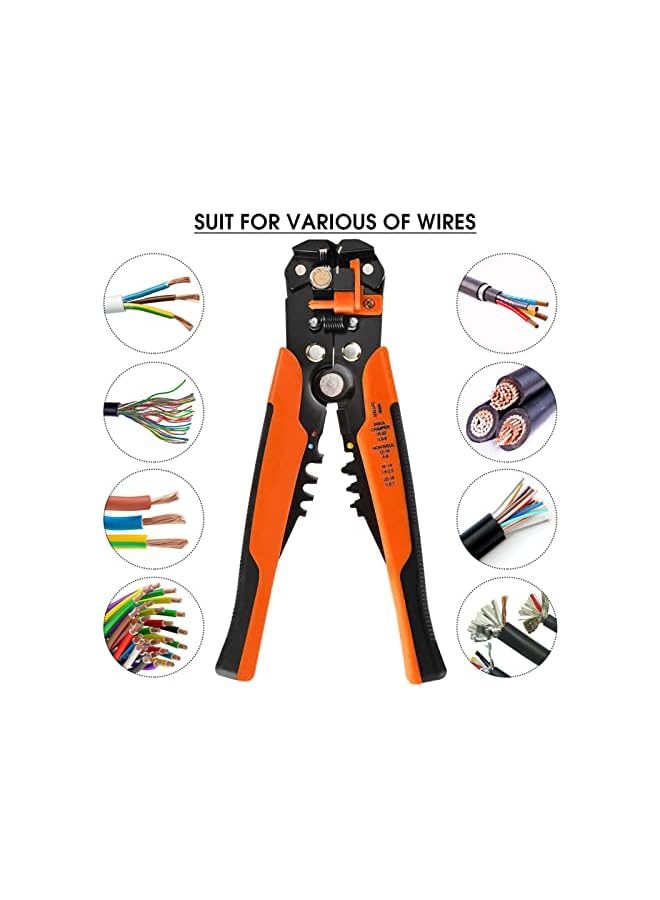 promass Wire Stripper & Cutter, 5 in 1 Self-Adjusting Automatic Strippong Cutting Crimper Pliers Tool - Orange - Image 3
