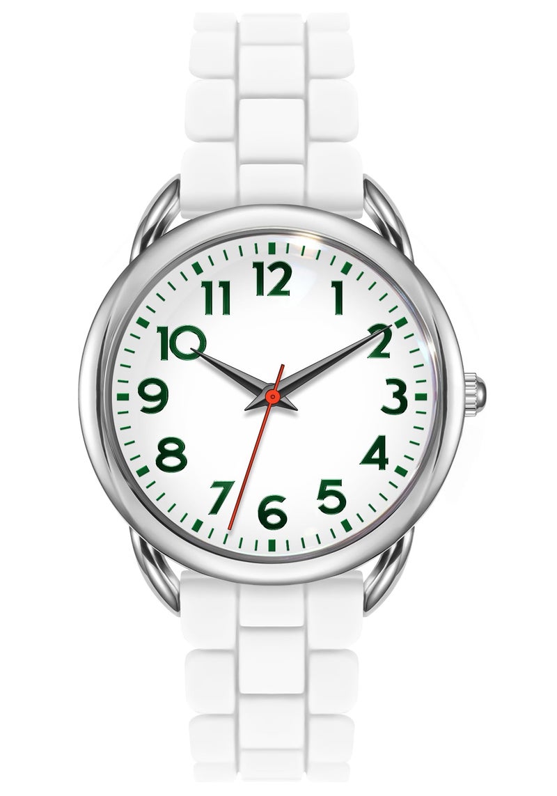 Bisley Women Watch White Silicone Strap Arabic Dial Easy to Read Watch - Image 2