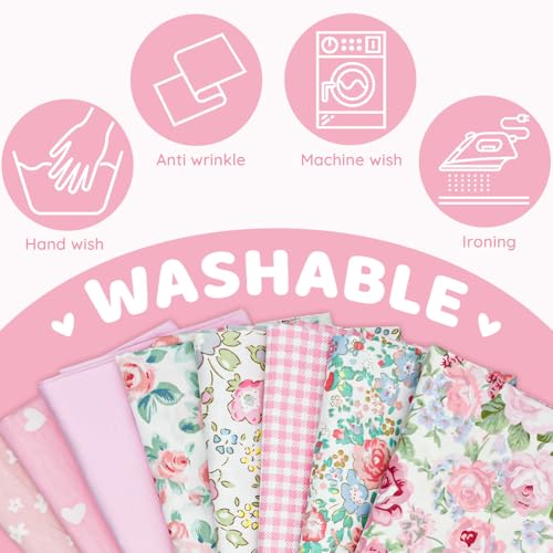Aubliss 8pcs Fat Quarter Fabric Bundles (100% Cotton - 20'' x 20'') Quilting Cotton Craft Fabric Pre-Cut Squares Sheets for Patchwork Sewing Quilting Crafting(Rose) - Image 4