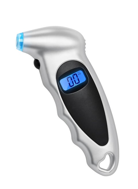 الرقمية قياس ضغط الهواء في الإطارات ، 150psi 4 مجموعة مناسبة للسيارات والشاحنات والدراجات ، الخلفية شاشات الكريستال السائل المضادة للانزلاق قبضة ، من السهل قراءة دقيقة ( فضي )