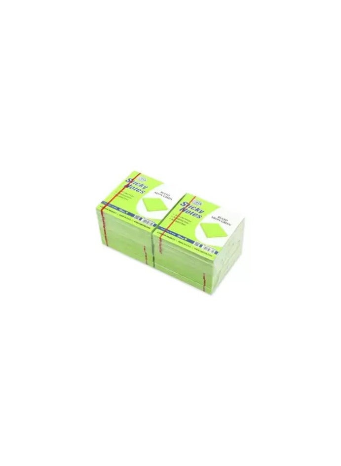 FIS Sticky Note Pad, 3X3 inches, Pack of 12, Ruled Neon Green -FSPO3X3RNGR - Image 1