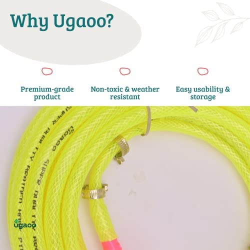 UGAOO Super Braided Green Water Hose PVC Pipe With Water Tap Adapter & 2 Clamps For Home Gardening,Cleaning, Outdoor-Indoor Use (Diameter: 0.5 Inch, Length: 10 Meters) - Image 4