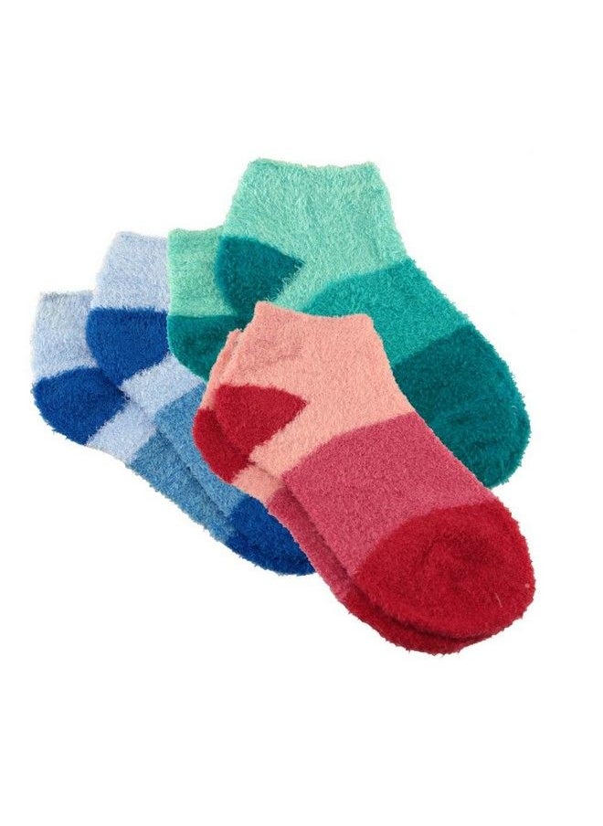 BambooMN - Aloe Socks Bed Socks Spa Socks For Women Large Fuzzy Soft Aloe Infused Nylon Ankle Socks Assortment A 3 Pairs - Image 1