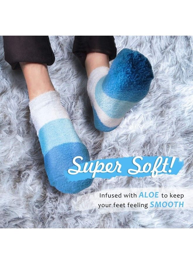 BambooMN - Aloe Socks Bed Socks Spa Socks For Women Large Fuzzy Soft Aloe Infused Nylon Ankle Socks Assortment A 3 Pairs - Image 1