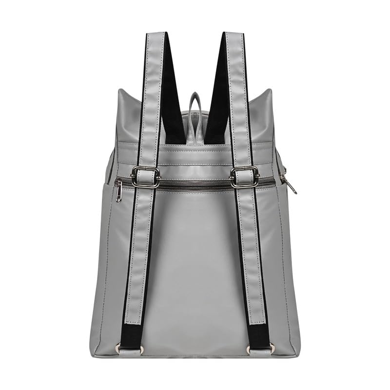 ABLEÂ® Wave Backpack for Womens,Girls,Kids,Female. Pu Leatherette Fabric Travelling Outdoor, Picnic,School, College Office Work Casual Daily use Backpack.(Grey) - Image 2
