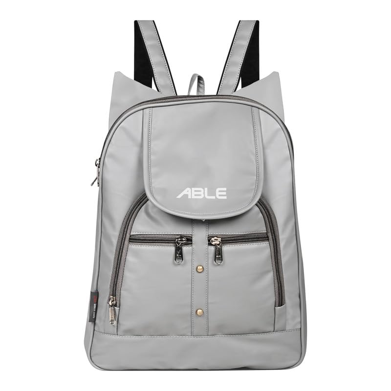 ABLEÂ® Wave Backpack for Womens,Girls,Kids,Female. Pu Leatherette Fabric Travelling Outdoor, Picnic,School, College Office Work Casual Daily use Backpack.(Grey) - Image 1
