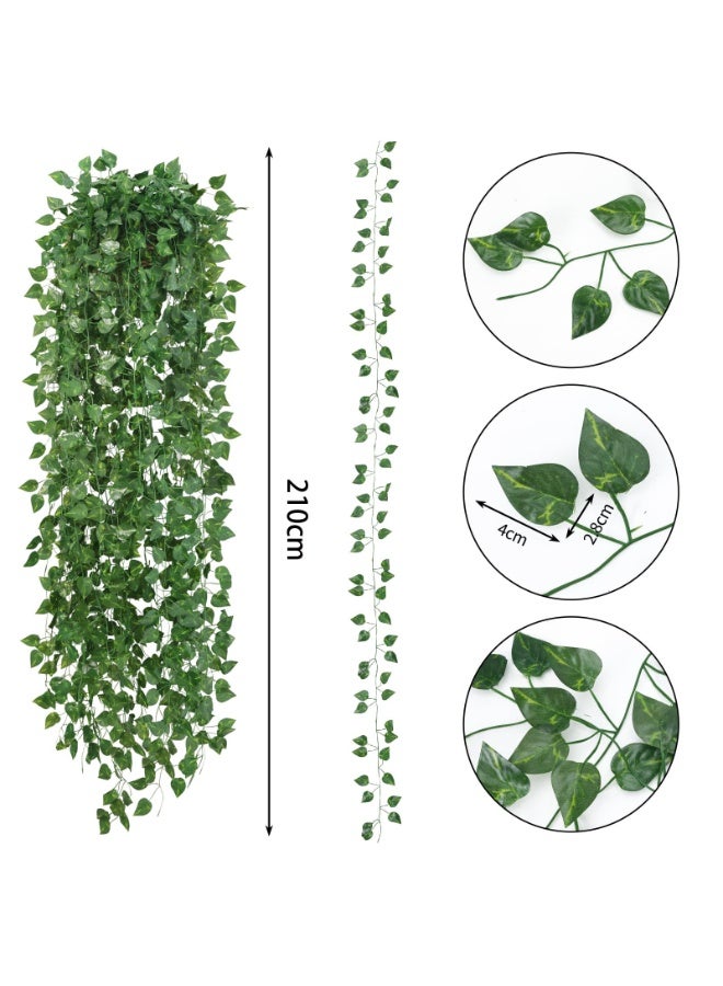 Artificial Hanging Greenery - Lush Green Leaf Rattan for Home Décor, Durable Simulation Plants for Indoor/Outdoor Use