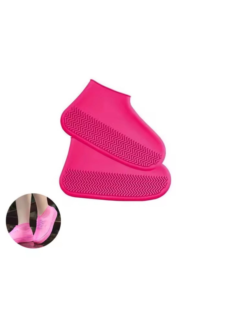 Rainproof Shoe Cover, Pair of Waterproof Rubber Covers, Unisex Shoe Covers, Pair of Shoe Protection Covers, Rain-Resistant Rubber Cover, Waterproof Cover, Rain-Resistant Shoe Covers, Shoe Rain Cover, Shoe Cover Against Rain, Shoe Cover Against Rainwater, Shoe Rain Cover, Boot Protection Cover, Latex Protection Cover from Wet Ground, Waterproof Shoe Cover, Boot Covers for Walking on Wet Rainy Ground, Shoe Covers in Rain and Outdoor, Snow | Size  M - Pink Color. - Image 1