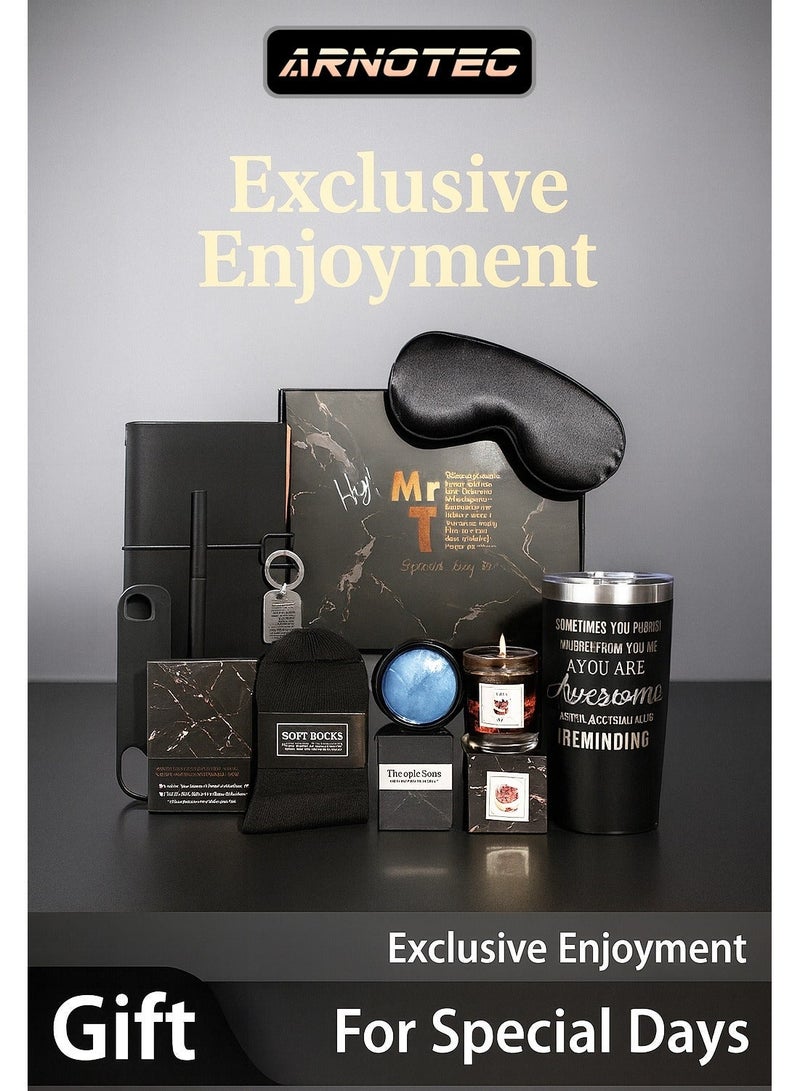 ARNOTEC سلة هدايا للرجال - صندوق هدايا عيد الميلاد، مجموعة هدايا الشفاء السريع تحتوي على 12 هدية ملهمة، حزمة علاج سبا مريحة للرجال، صداقة أفضل الأصدقاء، هدية للصديق - Image 2