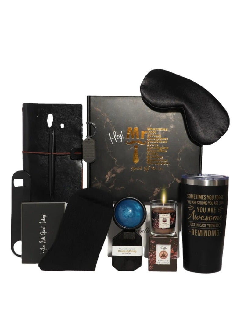 ARNOTEC سلة هدايا للرجال - صندوق هدايا عيد الميلاد، مجموعة هدايا الشفاء السريع تحتوي على 12 هدية ملهمة، حزمة علاج سبا مريحة للرجال، صداقة أفضل الأصدقاء، هدية للصديق - Image 3