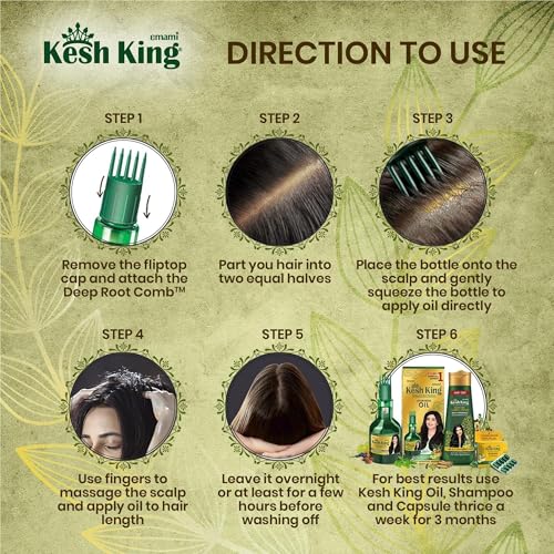 Kesh King Ayurvedic Hair Oil | Herbal Oil with Bhringraj & Amla | Enhance Hair Growth | Reduce Hairfall | Nourishes Scalp | Provides Long & Thick Hair | 10.14 Fl Oz/300ml - Image 5