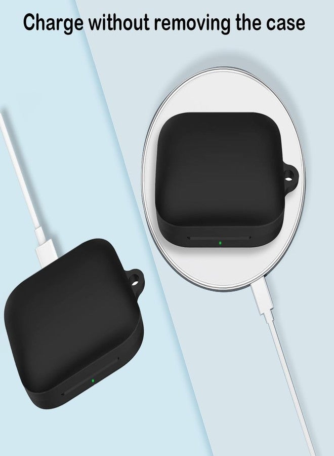 USTIYA حافظة USTIYA لسماعات OnePlus Buds 3 1+ غطاء حماية كامل الجسم من السيليكون الناعم مع سلسلة مفاتيح ملحقات سماعات الرأس فندا كارساسا (أسود) - Image 2