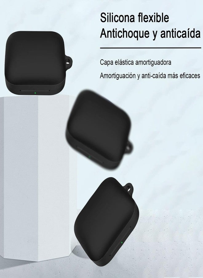 USTIYA حافظة USTIYA لسماعات OnePlus Buds 3 1+ غطاء حماية كامل الجسم من السيليكون الناعم مع سلسلة مفاتيح ملحقات سماعات الرأس فندا كارساسا (أسود) - Image 3