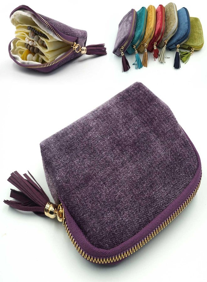 Gihunk Travel Jewelry Case, Travel Jewelry Organizer, Travel Jewelry Bag with Zipper, Small Travel Jewelry Pouch for Necklaces Bracelets Bangles Rings Earrings Gemstones Storage (purple) - Image 1