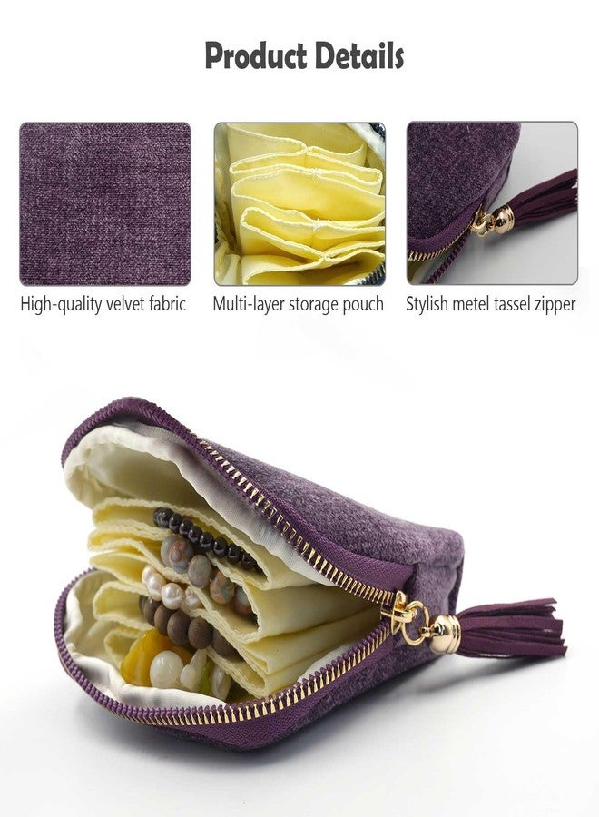 Gihunk Travel Jewelry Case, Travel Jewelry Organizer, Travel Jewelry Bag with Zipper, Small Travel Jewelry Pouch for Necklaces Bracelets Bangles Rings Earrings Gemstones Storage (purple) - Image 2