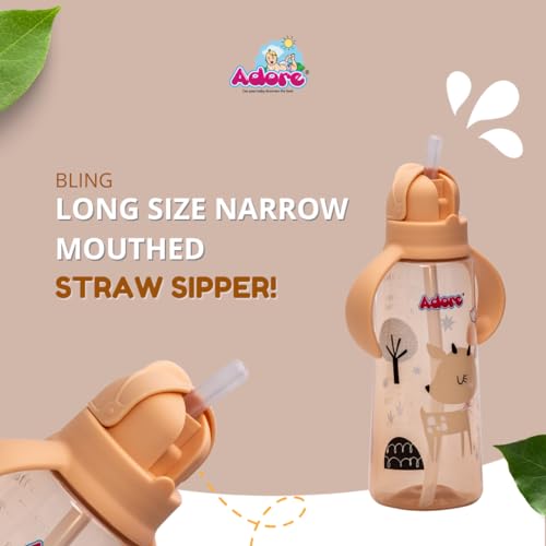 Adore Bling Straw Sipper with Handle - 270ml (Camel) - Image 3