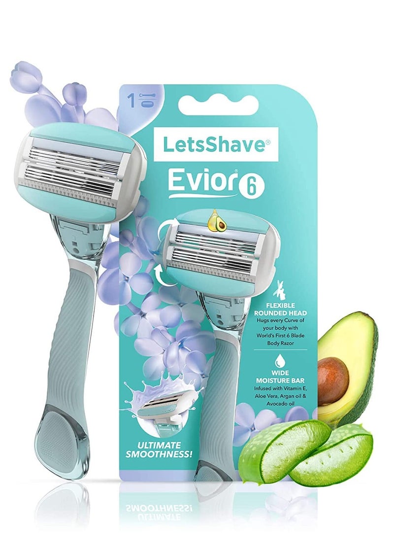 ليتسشيف LetsShave ماكينة حلاقة إيفور 6 لإزالة شعر الجسم للنساء برأس عريض وخرطوشة تدفق مفتوح - Image 1