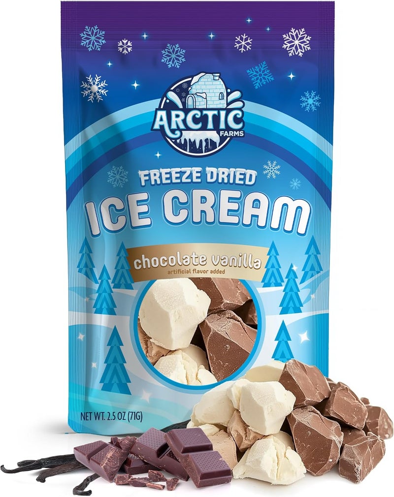Arctic Farms قطع آيس كريم مجفف بالتجميد من Arctic Farms - مزيج الشوكولاتة والفانيليا (2.5 أونصة) - Image 1