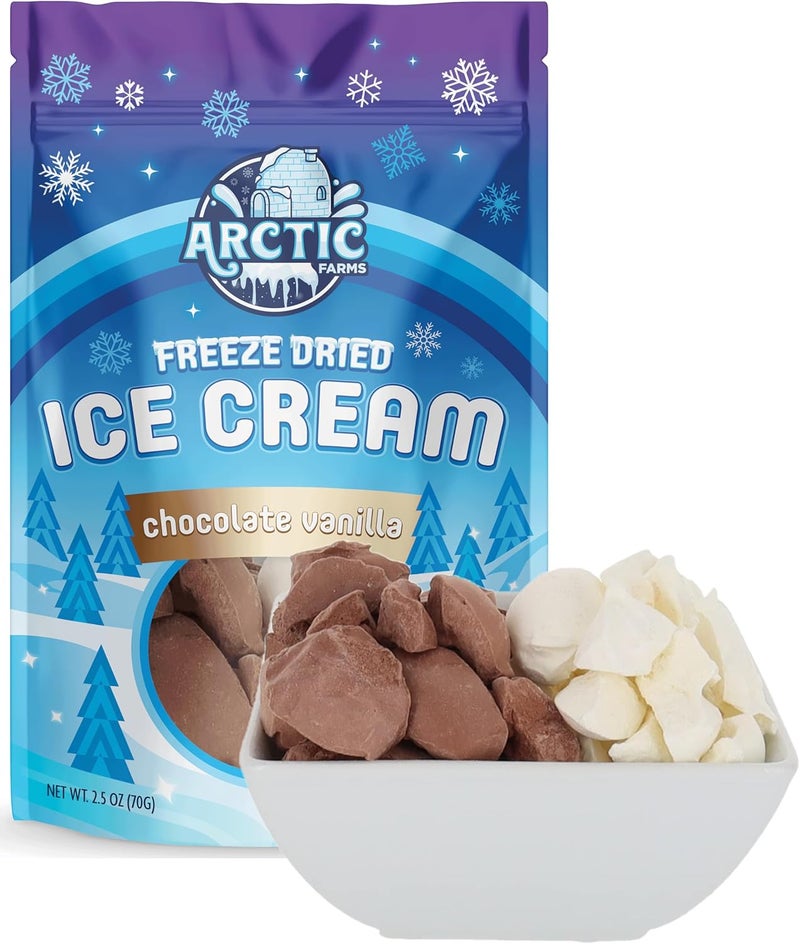 Arctic Farms قطع آيس كريم مجفف بالتجميد من Arctic Farms - مزيج الشوكولاتة والفانيليا (2.5 أونصة) - Image 3