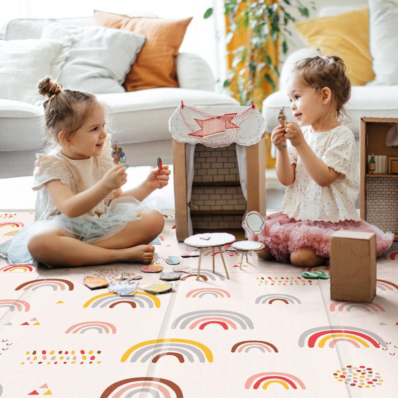 PIGLOG XL Baby Play Mat, 79" X 71" Extra Large Play Mat, Baby Mats for Floor, Waterproof, Anti-Slip Baby Crawling Mat, Soft Foam Mat for Babies and Toddlers, Reversible & Portable Rainbow and Star Pattern - Image 5
